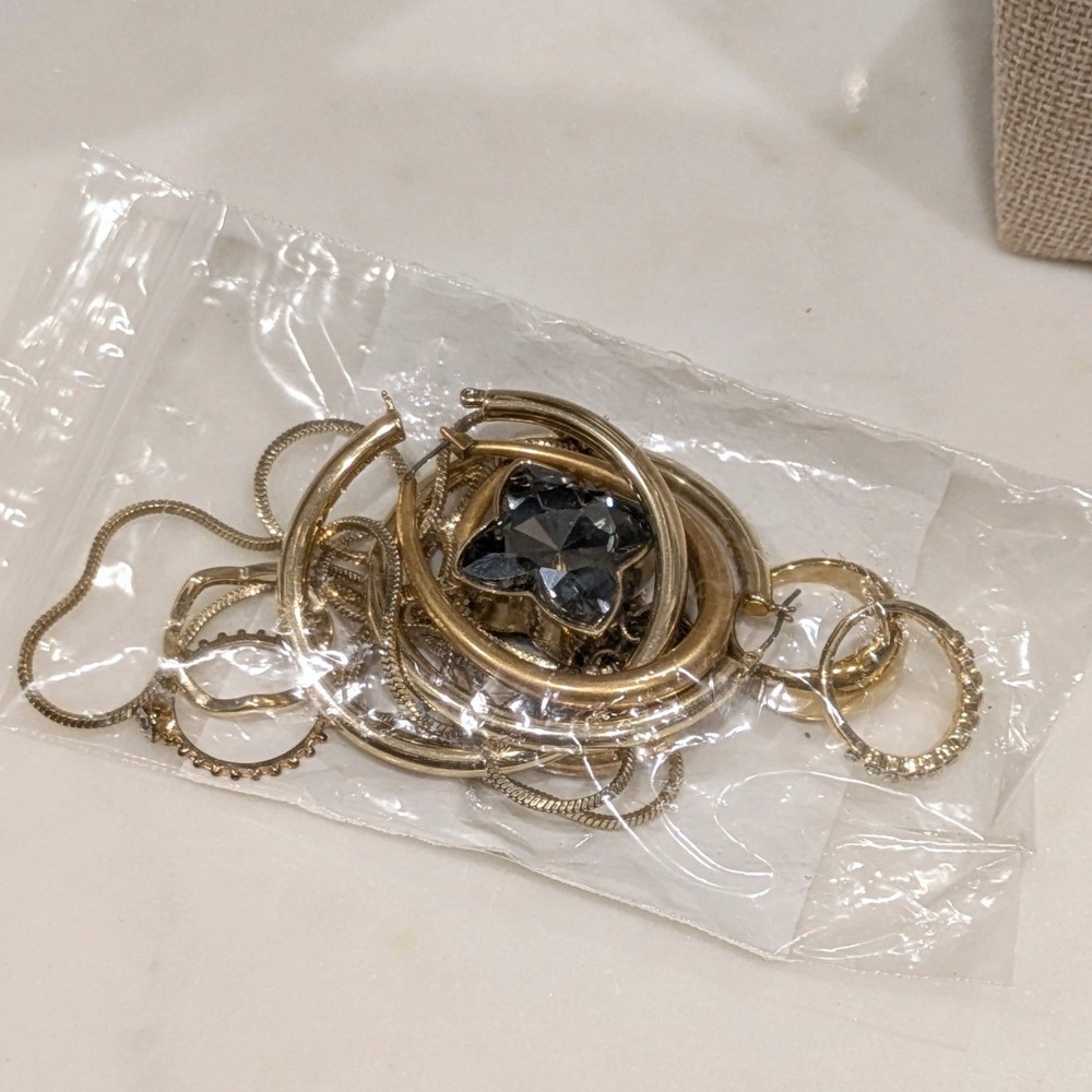 Unbranded Mixed Costume‎ Jewelry Set Gold Hoop Earrings Rings Necklace